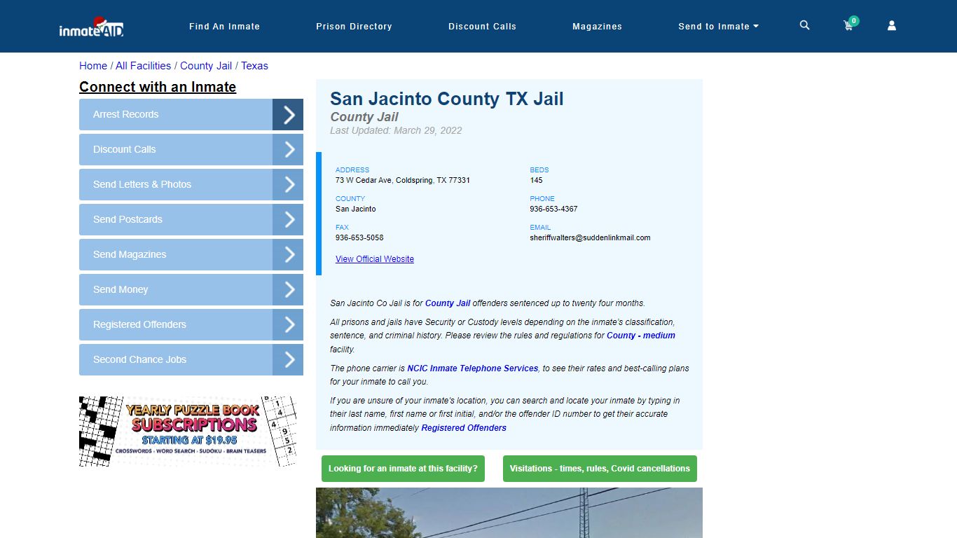 San Jacinto County TX Jail - Inmate Locator - Coldspring, TX